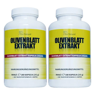 Olivenblatt Extrakt 650mg - 20% (130mg) Oleuropein 360 Kapseln, vegan 2 Packunge - Bild 1 von 4