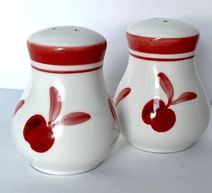 DANSK Ceramic Salt & Pepper Shakers Bing Cherry Pattern Red MINT CONDITION 3.5” - Picture 1 of 8