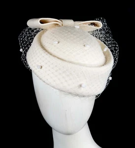 Unique cream felt hat with veil by Max Alexander 100% Australian Owned Seller - Picture 1 of 7