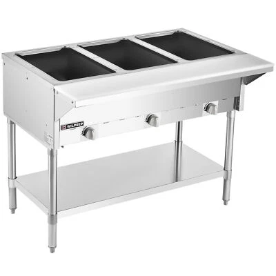 Mesa de vapor comercial de acero inoxidable 3 sartenes 10.500 BTU calentador de alimentos a gas NG o LP Foto 1 de 4