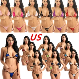Womens Lace Bikini Set Micro Bra with Thongs Swimwear Sexy Beachwear Lingerie - Picture 1 of 169