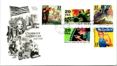 S00-1435, CELEBRATE THE CENTURY, WWII, COMBO, ARTCRAFT FDC, U/A. - Image 1 of 2
