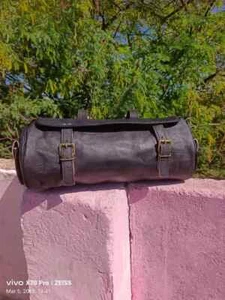 Bag Motorcycle Leather Tool Front Storage Pouch Genuine Fork Handlebar Saddlebag - Picture 1 of 6