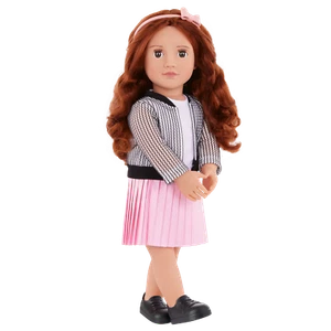 Our Generation 46 cm Puppe Jacinta mit langen roten Haaren und Rock u. Jacke - Bild 1 von 5