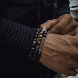 Pulseras de diseño ojo de lava y tigre con circonita cúbica, 17-21,5 cm, unisex - Imagen 1 de 4