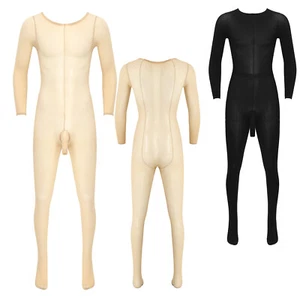 Herren Mesh Strumpfhosen Transparente Bodysuit Einteiler Overall Bodystockings - Picture 1 of 105