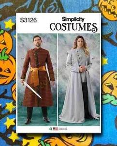 Simplicity 3126 Medieval Renaissance Coat Costume Sewing Pattern sz 44-52 UNCUT - Picture 1 of 7