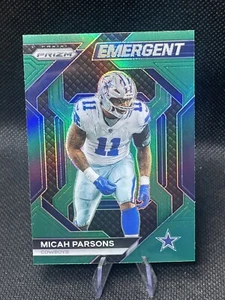 2023 Panini Prizm H-18 Micah Parsons Emergent Green Prizm Dallas Cowboys - Picture 1 of 2