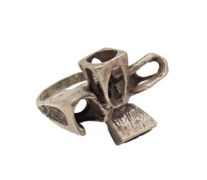 EUROPE 925 Silver Vintage Elevated Brutalist Statement Ring Sz 6.75 RG26455 - Picture 1 of 5