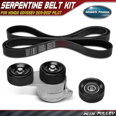 3x Serpentine Belt Drive Component Kit for Honda Odyssey 2011-2017 Pilot 3.5L - Image 1 of 4