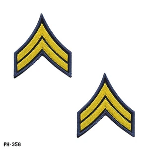 Corporal Chevrons Sleeve Rank Patches, Pair ~ Blue/Yellow ~ NEW ~ Gemsco USA - Picture 1 of 1