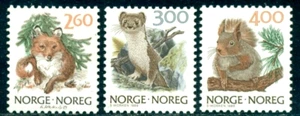 1989 Fur Animals,Red fox,ermine,Stoat,Red squirrel,Norway,Mi.1009,MNH - Picture 1 of 1