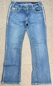 Rock & Roll Cowgirl Mid Rise Women's Bedazzled Bootcut Jeans Size 32x32 (30x30) - Picture 1 of 12