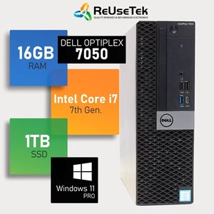 Dell OptiPlex 7050 SFF Intel i7-7700 3.60GHz 16GB RAM 1TB SSD USB-C Win 11 Pro - Picture 1 of 17