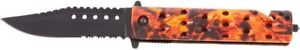 Maxam Assisted Open Knife: Orange Leymar Handle 3 1/2 Stainless Steel Blade NEW