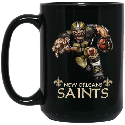 New Orleans Saints Logo Player Black 15 oz Ceramic Coffee Mug Cup Cover