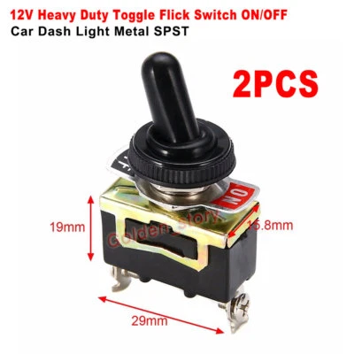 2PCS 12V Volt Heavy Duty Toggle Flick Switch ON/OFF Car Dash Light Metal SPST HQ - image 1 of 4