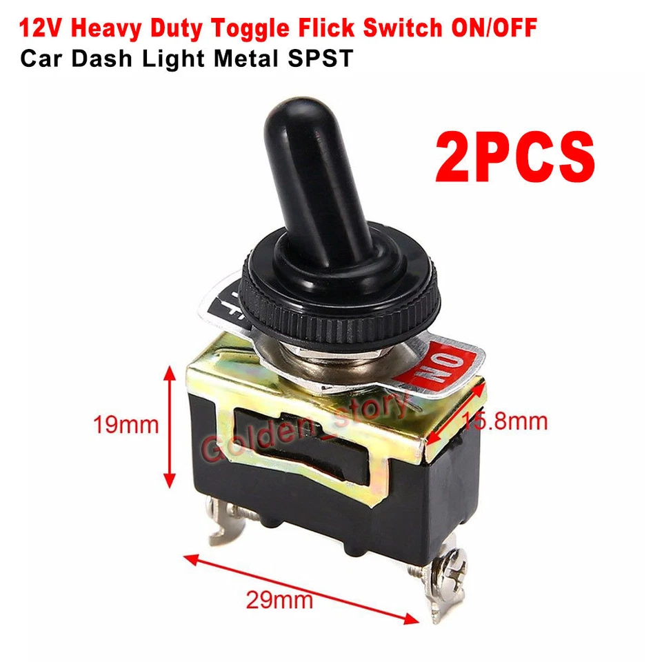 2PCS 12V Heavy Duty Toggle Flick Switch ON/OFF Car Dash Light Metal SPST 12 Volt - image 1 of 4