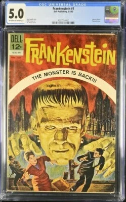 Frankenstein #1 CGC 5.0 de 1963 cubierta pintada Dell película clásica. 1ª impresión Foto 1 de 2