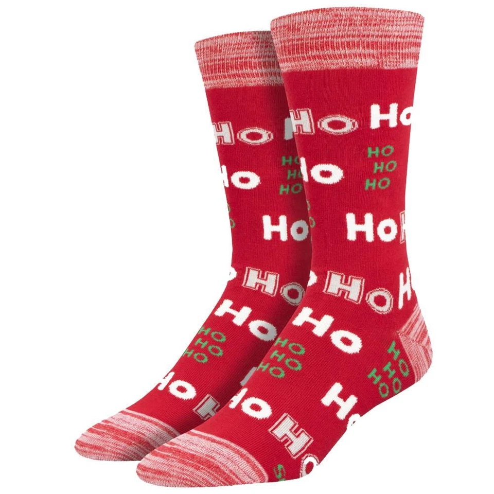 Meias masculinas Socksmith Crew Natal feriado Ho Ho Fun novidade calçado - Imagem 1 de 1