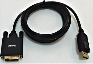 Puerto de pantalla BENFEI 6 pies DP macho a DVI-D macho chapado en oro - cable negro - NUEVO - Imagen 1 de 4