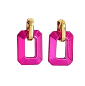 80s 90s Retro Bright Light Weight Acrylic Dangle Earrings Women Geometric ๐ - Picture 1 of 3