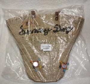 New ZOI Woven Jute Straw Leather Handles Boho Farmers Market Shopper Bag Purse - Picture 1 of 10