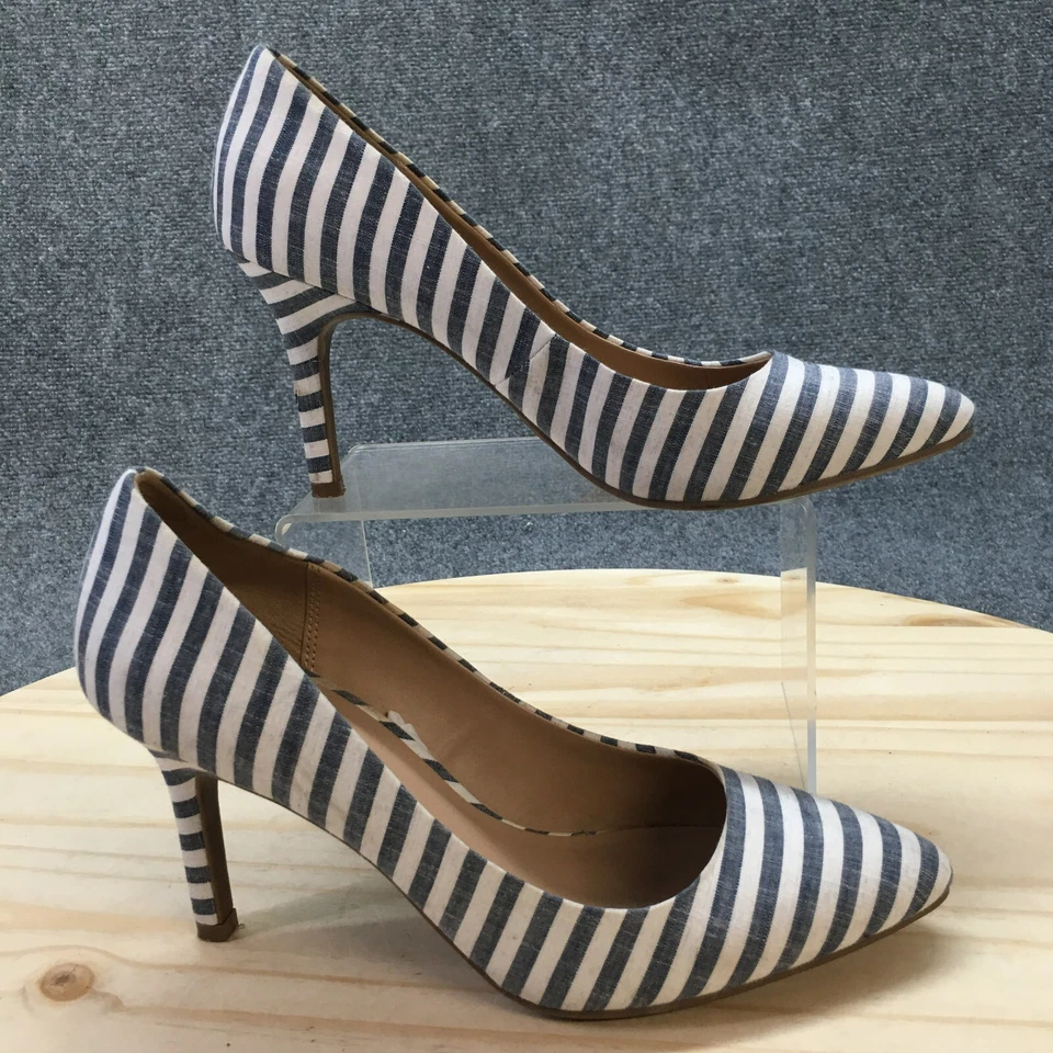 Zapatos de salón Merona para mujer 9 sin cordones azules informales tacones de aguja a rayas en punta Foto 1 de 4