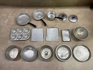 Vintage Child's Toy Aluminum Baking Cookware Cooking Kitchen Bake Set 15 Pieces - Picture 1 of 8