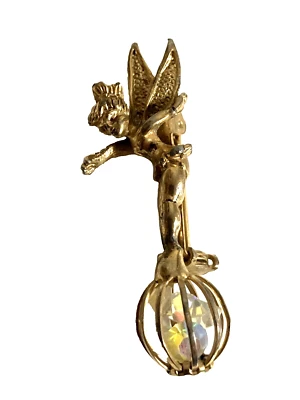 Broche De Colección Walt Disney Prod Tinker Bell Bola de Cristal Tono Dorado Por Pies COMO ESTÁ Foto 1 de 4