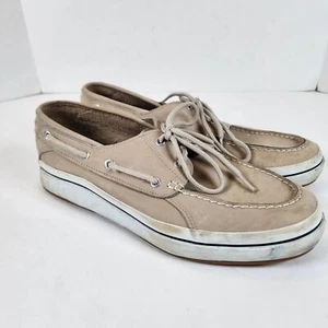 Sperry Top Sider Cream Leather Boat Shoes Lace Up 0884122 Men's Sz 12M - Picture 1 of 10