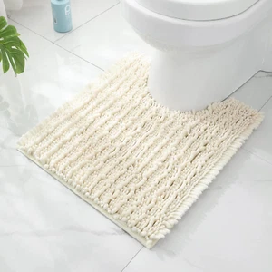 Luxury Shaggy Toilet Bath Mat U-Shaped Contour Rugs for Bathroom, Soft Comfortab - Picture 1 of 6