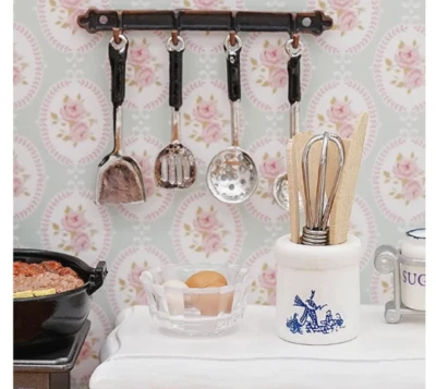Conjunto de utensílios de cozinha em miniatura 1:12 acessórios de cozinha para casa de bonecas - Imagem 1 de 3