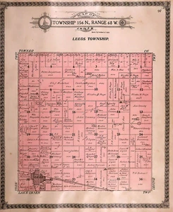 Old Vintage 1910 Plat Map ~ LEEDS Twp., BENSON Co., NORTH DAKOTA ~ Free S&H - Picture 1 of 3