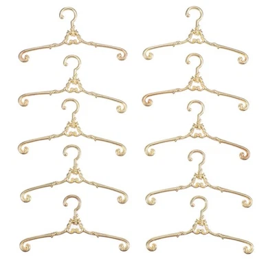 10pcs Legierungstämme kleine Kleiderbügel Mini für Mini -Retro -Puppen (golden) - Bild 1 von 4