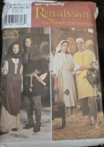Simplicity 8587 Renaissance Pattern Men's & Women's Size XS - XL Uncut - Picture 1 of 2