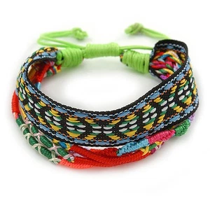 Unisex handgefertigtes buntes geflochtenes Freundschaftsarmband aus Baumwolle - verstellbar - Bild 1 von 5