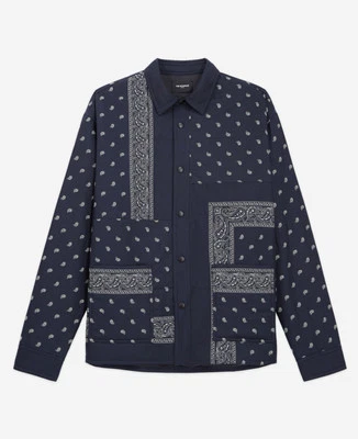 NWT The Kooples Quilted Bandana Pocket Front Button Jacket Size Large - Navy - Image 1 of 3