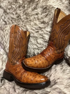 JUSTIN DAMEN TOP QUALITÄT STRAUSSEN & LEDER COWGIRL STIEFEL - Cognac - Gr. 9 B - Bild 1 von 15