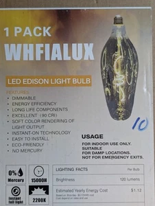 WHFIALUX Large EDISON LIGHT BULB - Picture 1 of 7