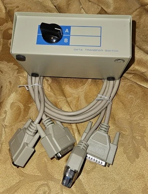 Vintage Data Transfer Switch A/B Box 2 Position Video with 6 Foot Cables - Image 1 of 4