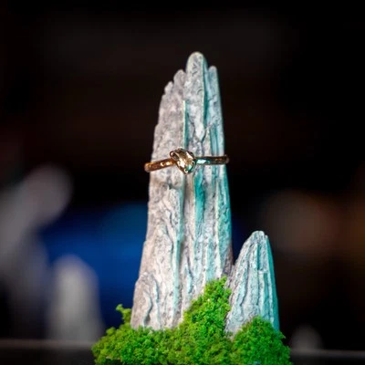 ByAngeline 14K Rose Gold Salt & Pepper Diamond Ring Size 7.5 Handmade - Image 1 of 3