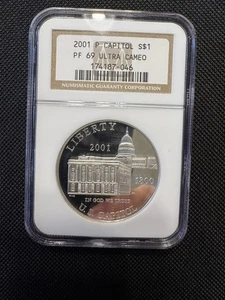 2001-P U.S. Capitol Silver Dollar • NGC PF69 Ultra Cameo • Commemorative $1 - Picture 1 of 6