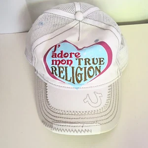 True Religion J'adore Mon White Adjustable Back Strap Hat - Picture 1 of 4