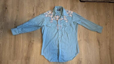 Dee Cee Brand Mens Pearl Snap Shirt 16/ 16 1/2 Cowboy Western Embroidery Pattern - Image 1 of 4