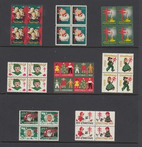 1950-1954 1956 1957 1959 U.S. Christmas Seals Blocks of 4 Stamps - #8031 - Picture 1 of 2