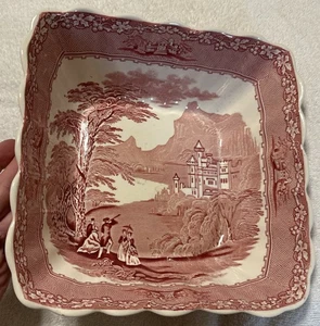 RARO Royal Staffordshire Jenny Lind 1795 Rojo y Blanco Cuadrado Veggie Cuenco para Servir - Imagen 1 de 9