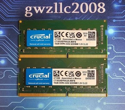 32GB (2x16GB) PC4-25600 DDR4-3200MHz 1Rx8 Non-ECC Crucial CT16G4SFRA32A.M8FB #A7 - Image 1 of 2