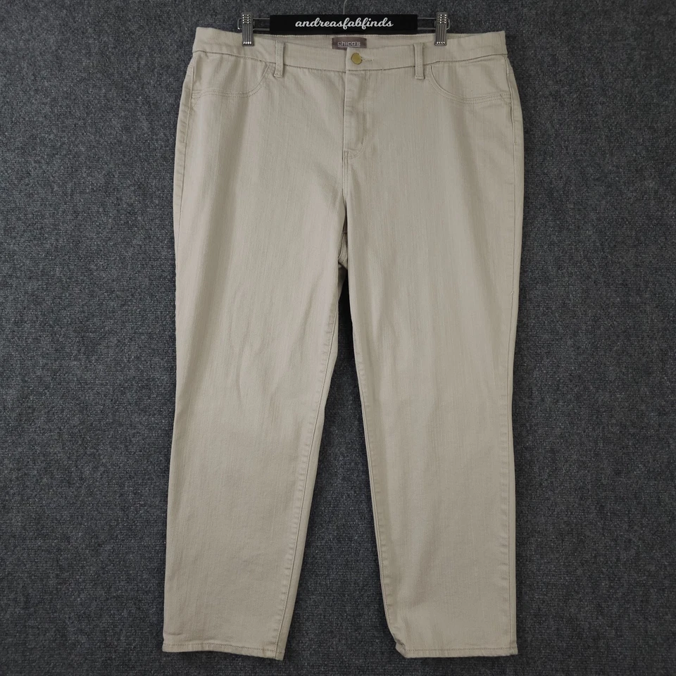 Chicos Jeans Womens 3 US 16 Beige Straight Leg Ankle Stretch Denim High Rise - Image 1 of 4