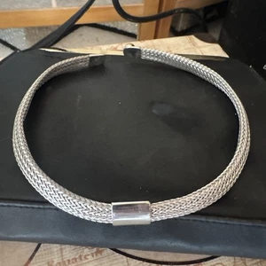 Signiertes BJS Design BARBARA SILVERSTEIN silberfarben geflochtenes HALSBAND Halskette - Bild 1 von 3